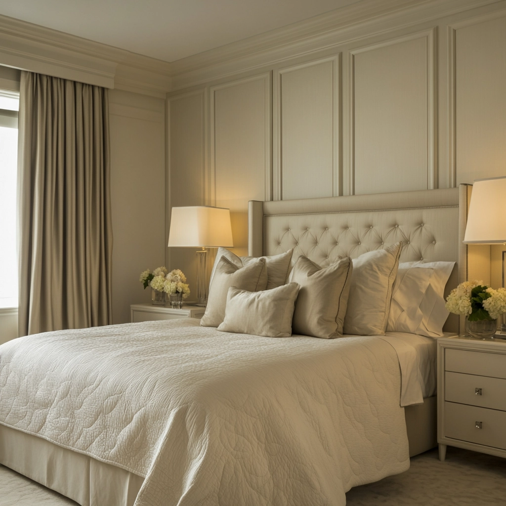 cream and beige bedroom 63