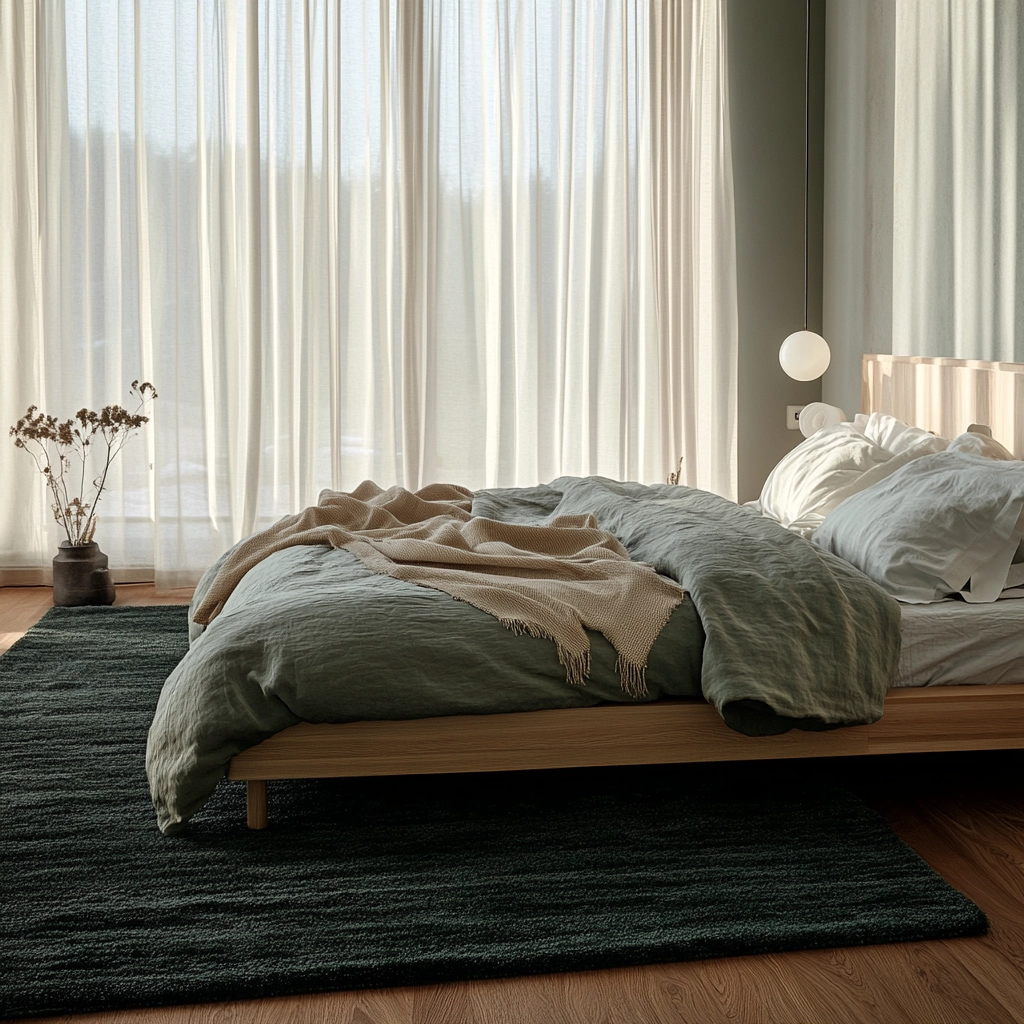 dark green rug bedroom 1