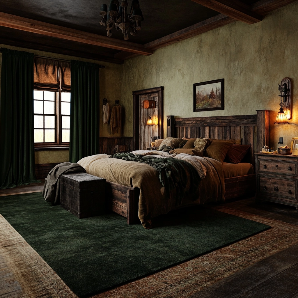 dark green rug bedroom 13