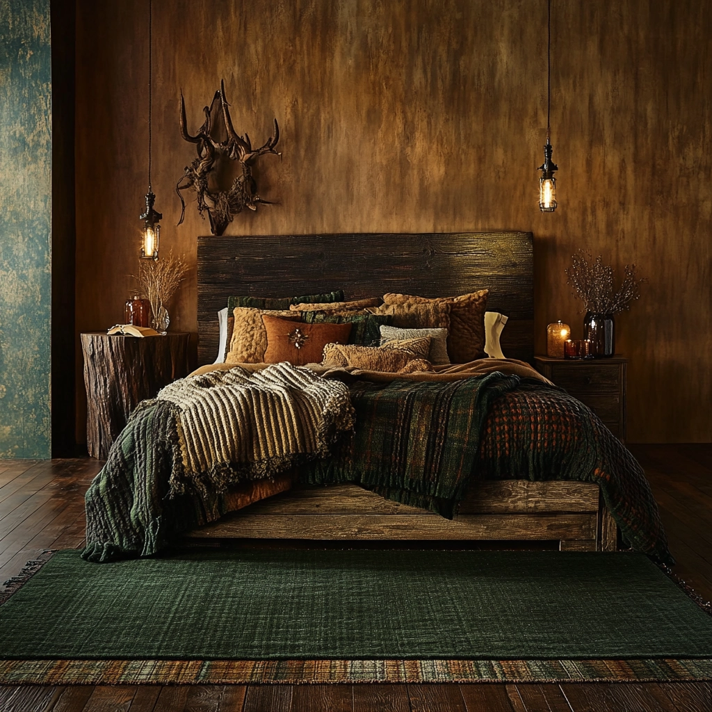dark green rug bedroom 14