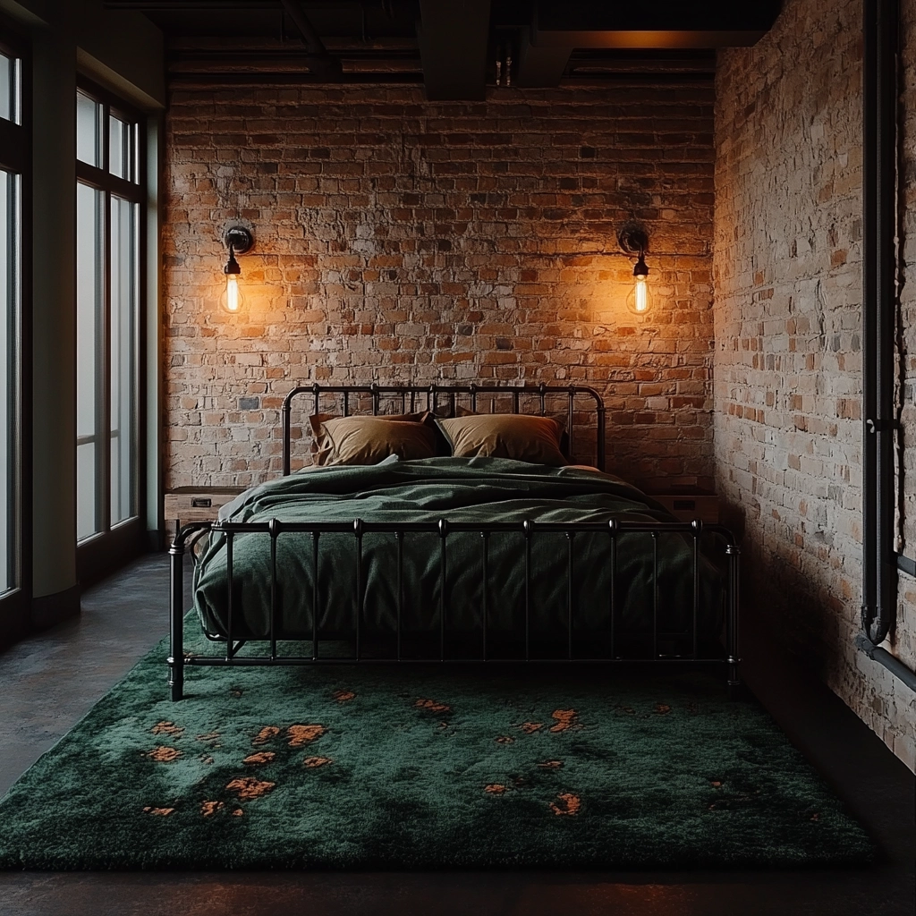 dark green rug bedroom 26