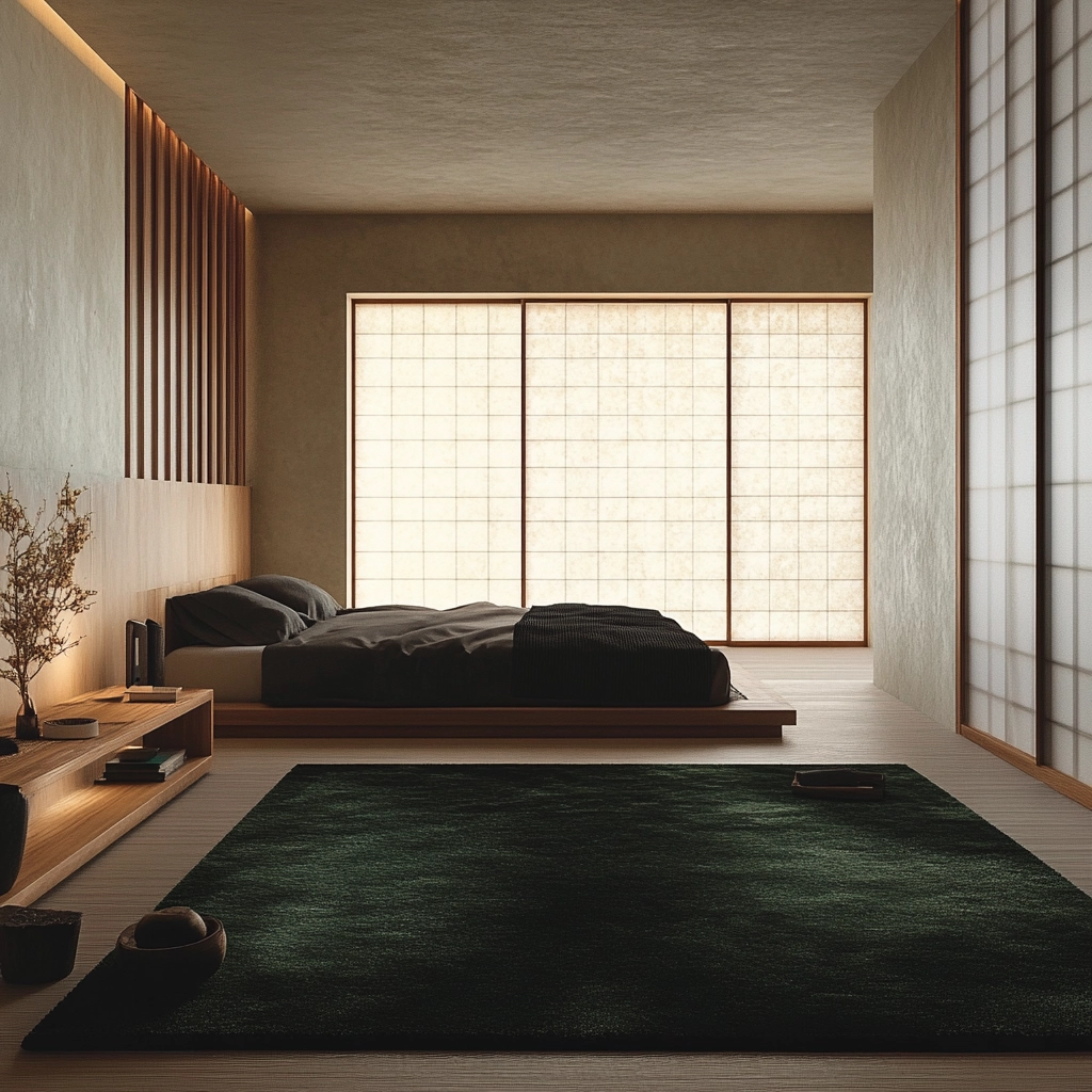 dark green rug bedroom 34