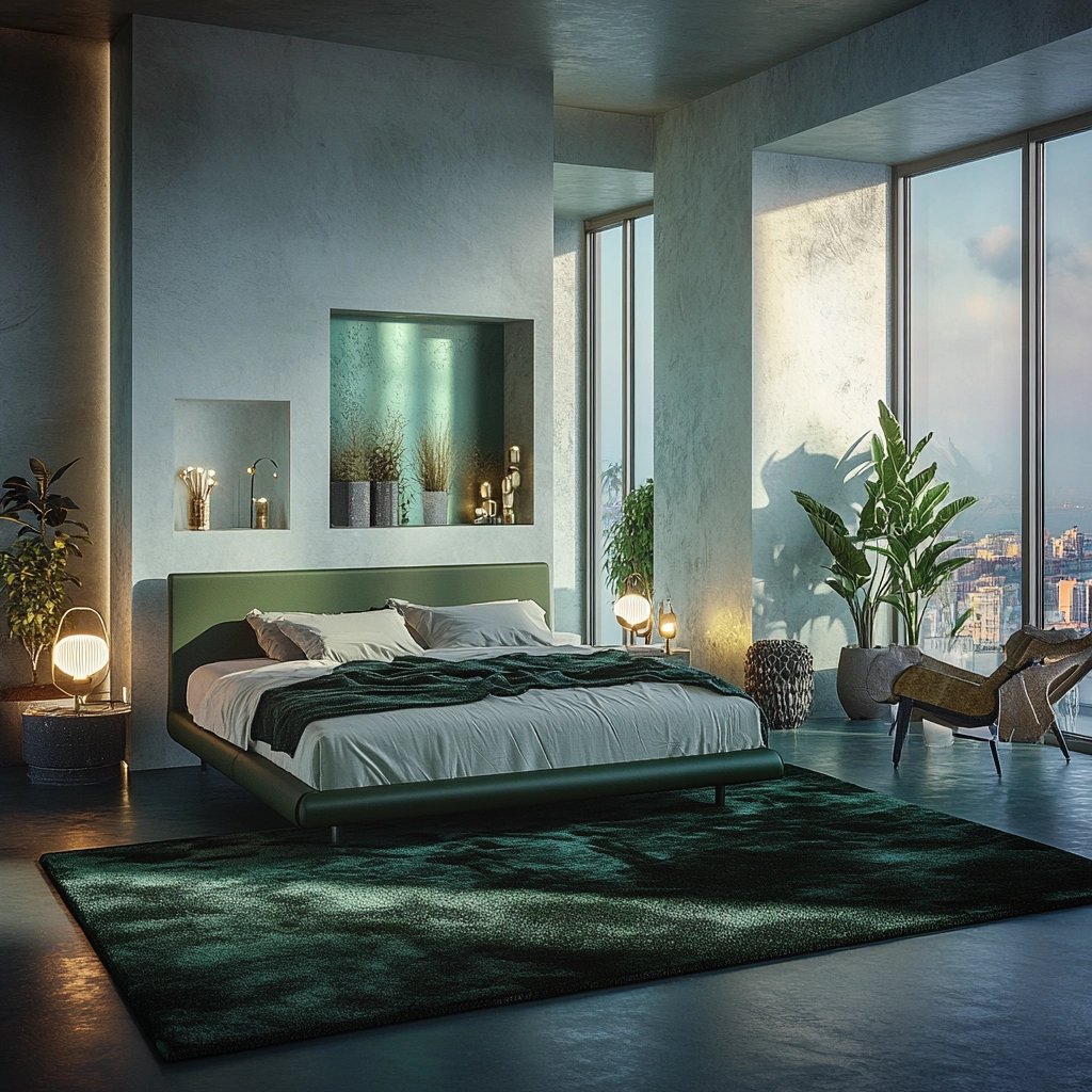 dark green rug bedroom 42