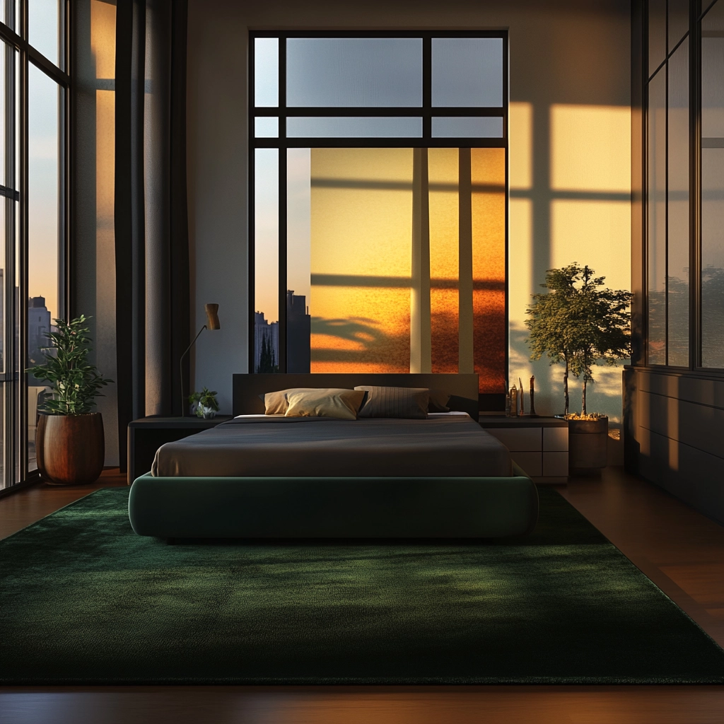 dark green rug bedroom 43