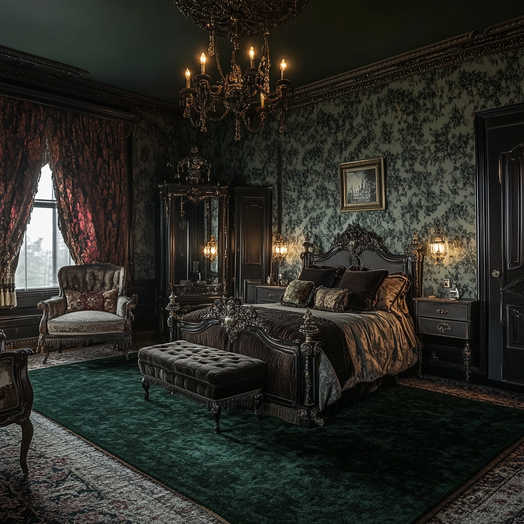 dark green rug bedroom 49