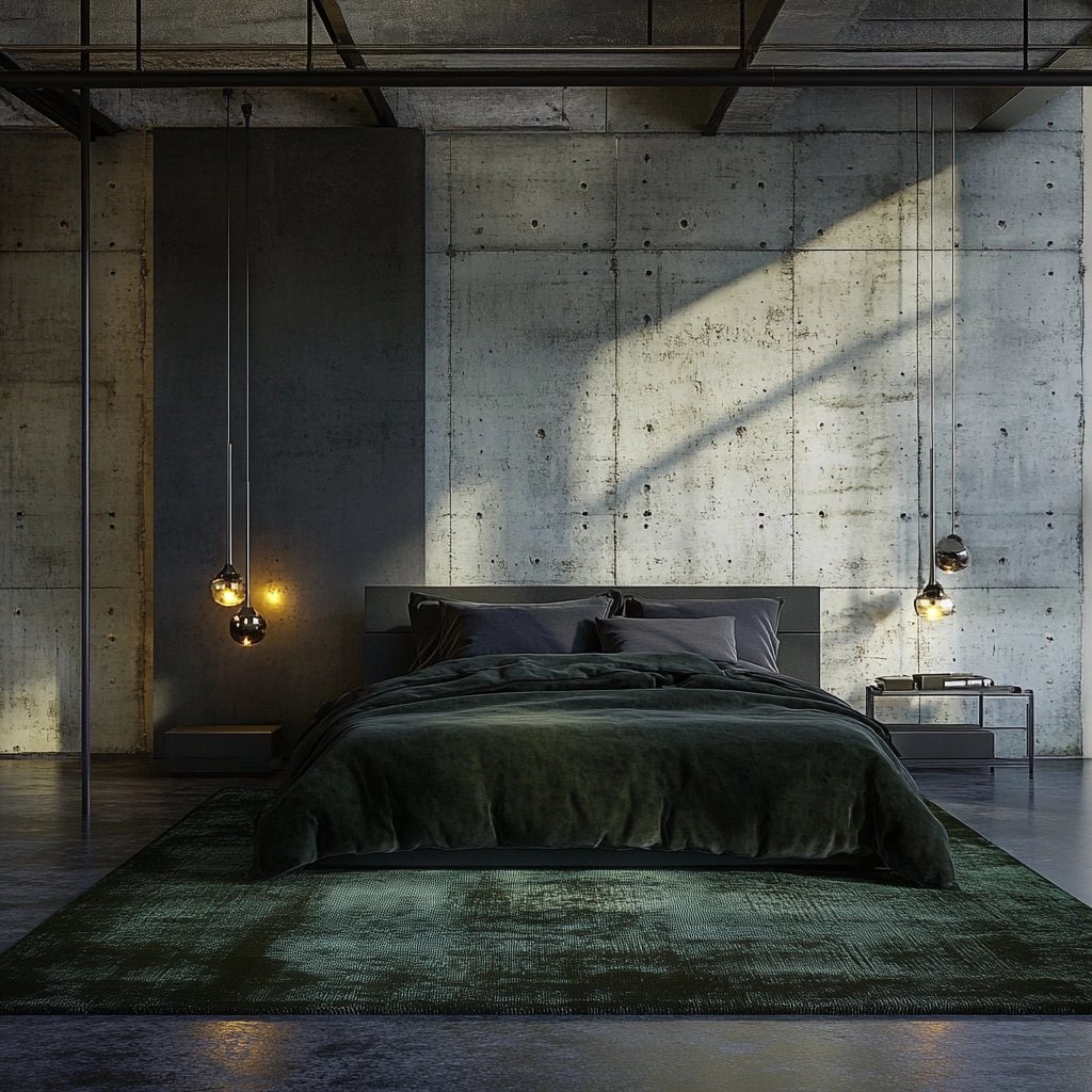 dark green rug bedroom 73