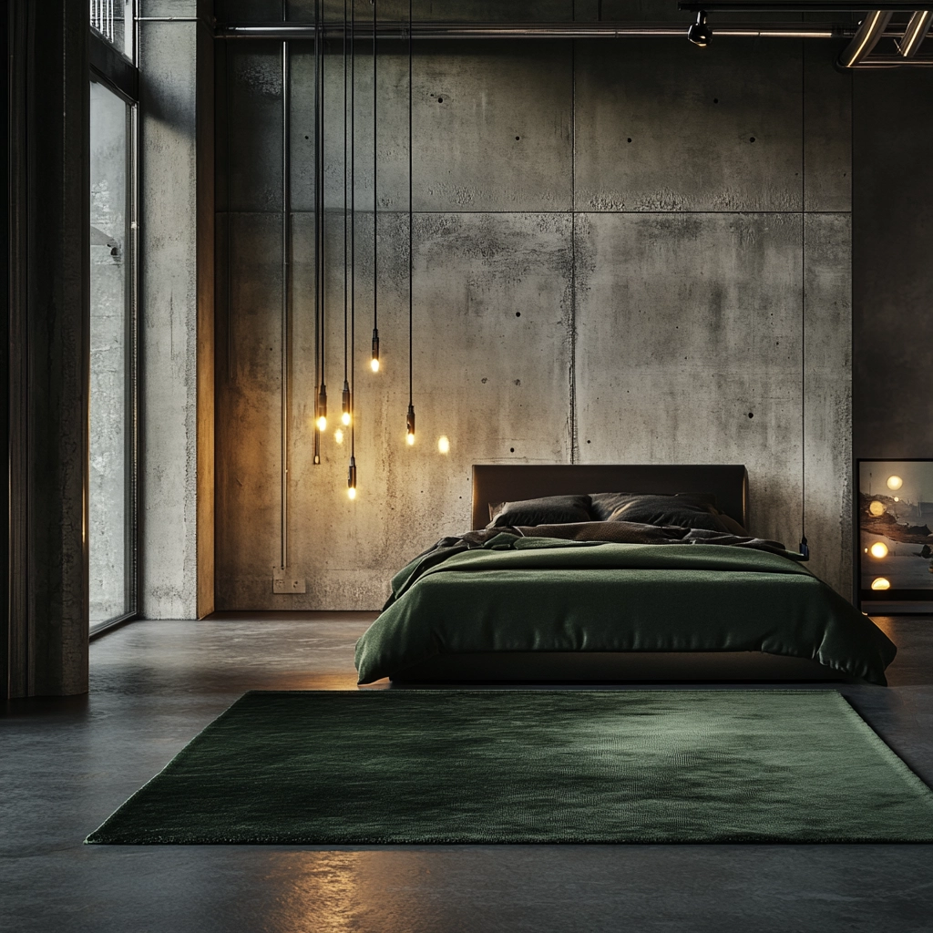 dark green rug bedroom 75