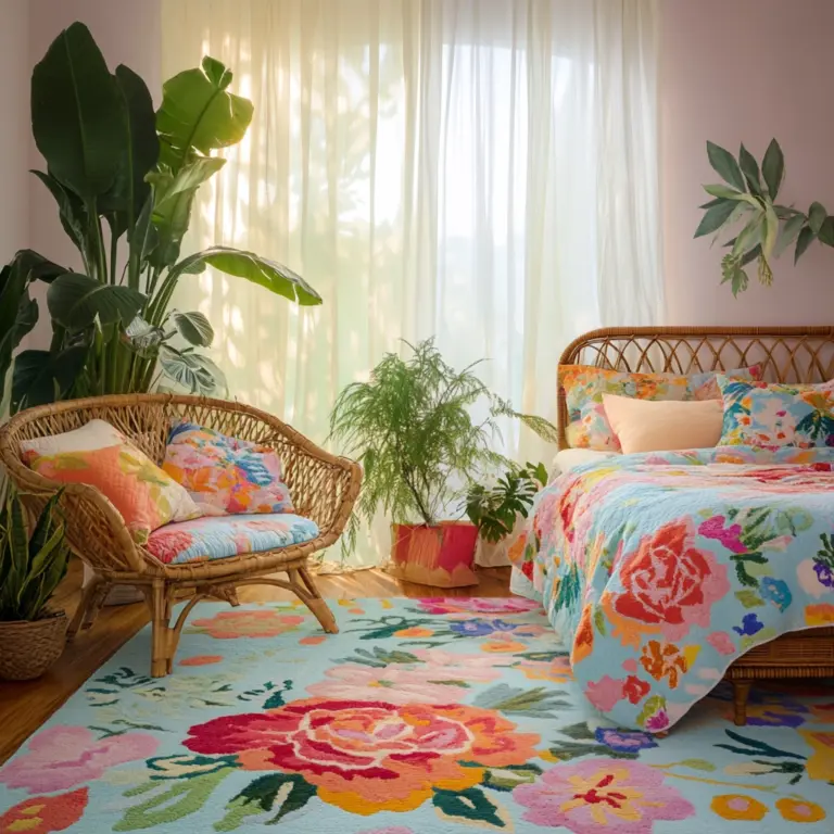 floral rug bedroom 1