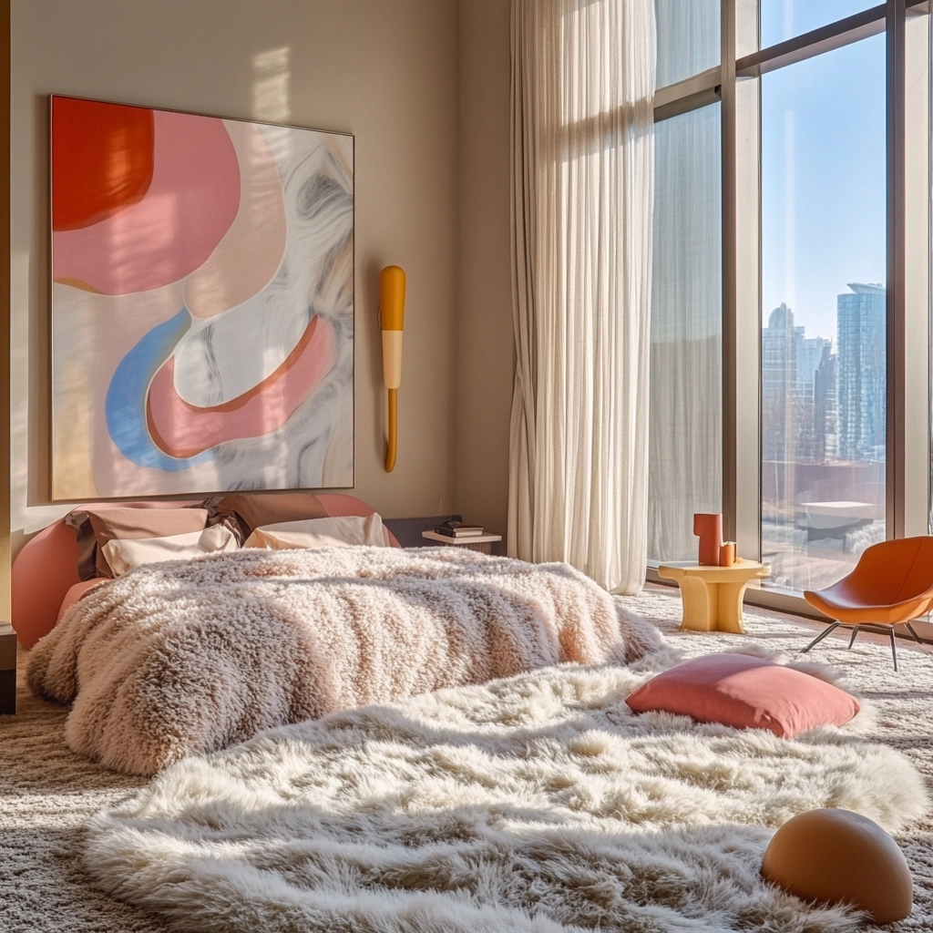 fuzzy rug bedroom 13