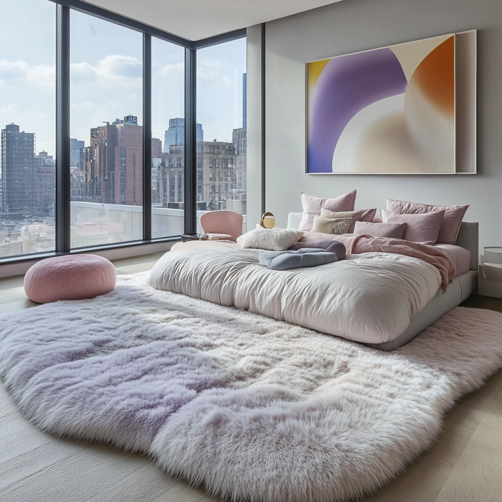 fuzzy rug bedroom 14