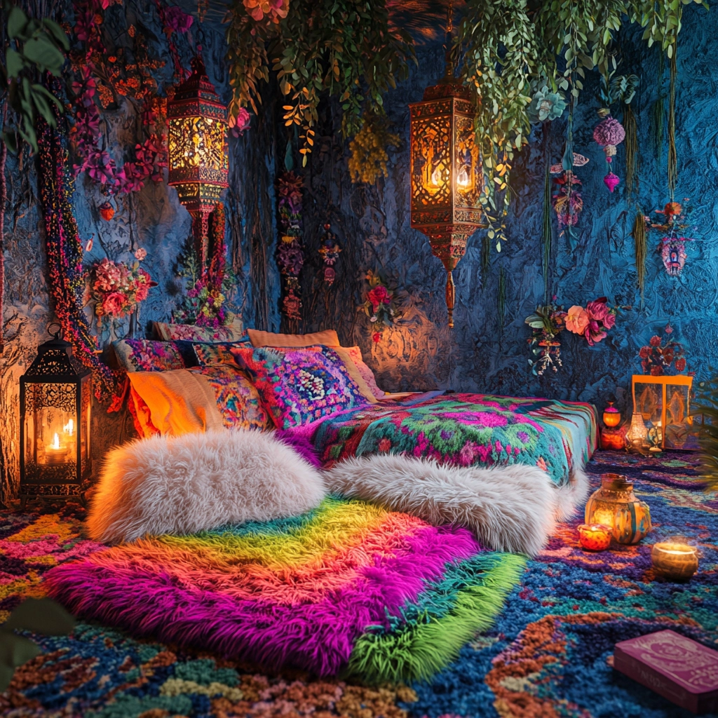 fuzzy rug bedroom 49