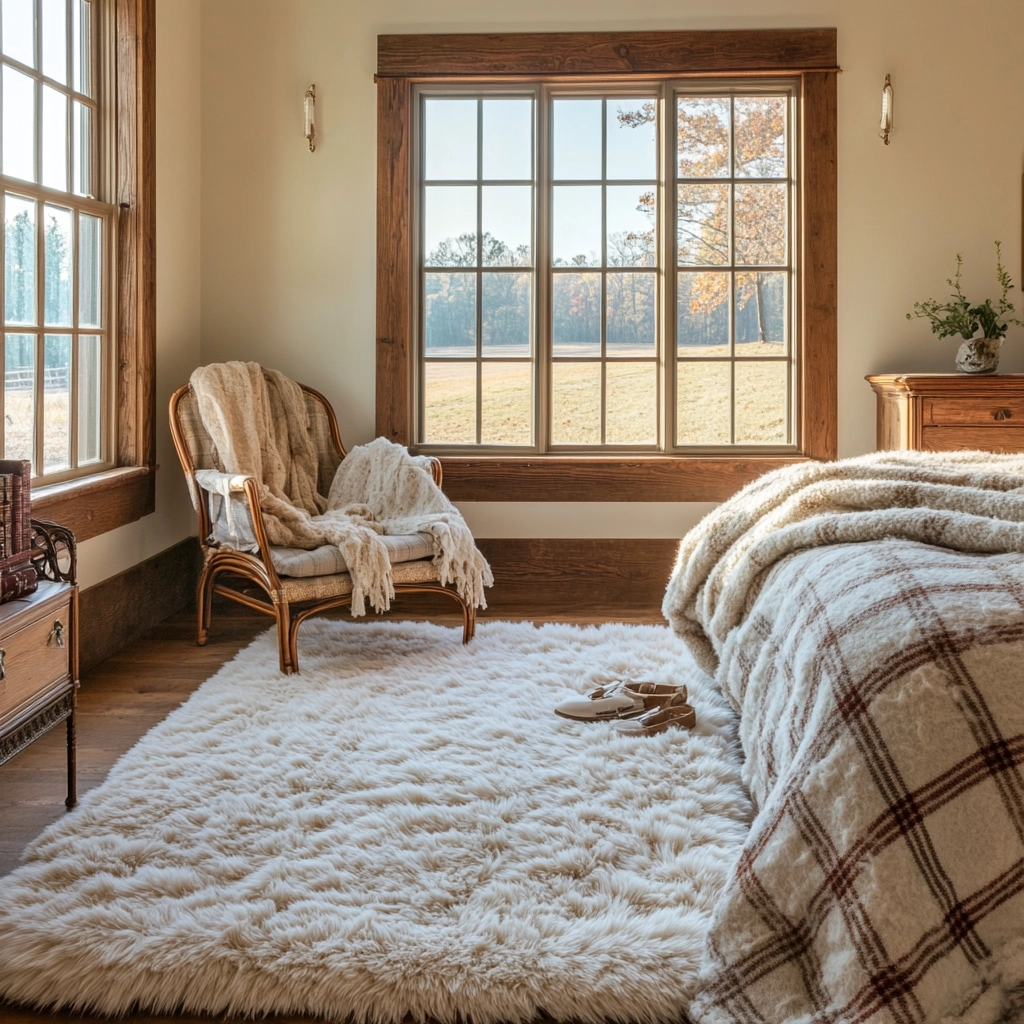 fuzzy rug bedroom 61