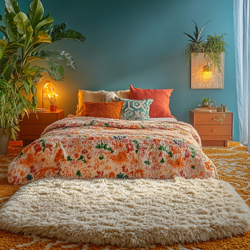 fuzzy rug bedroom 7