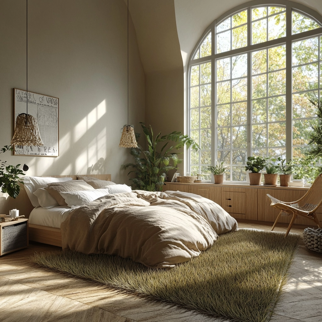 grass rug bedroom aesthetic 2