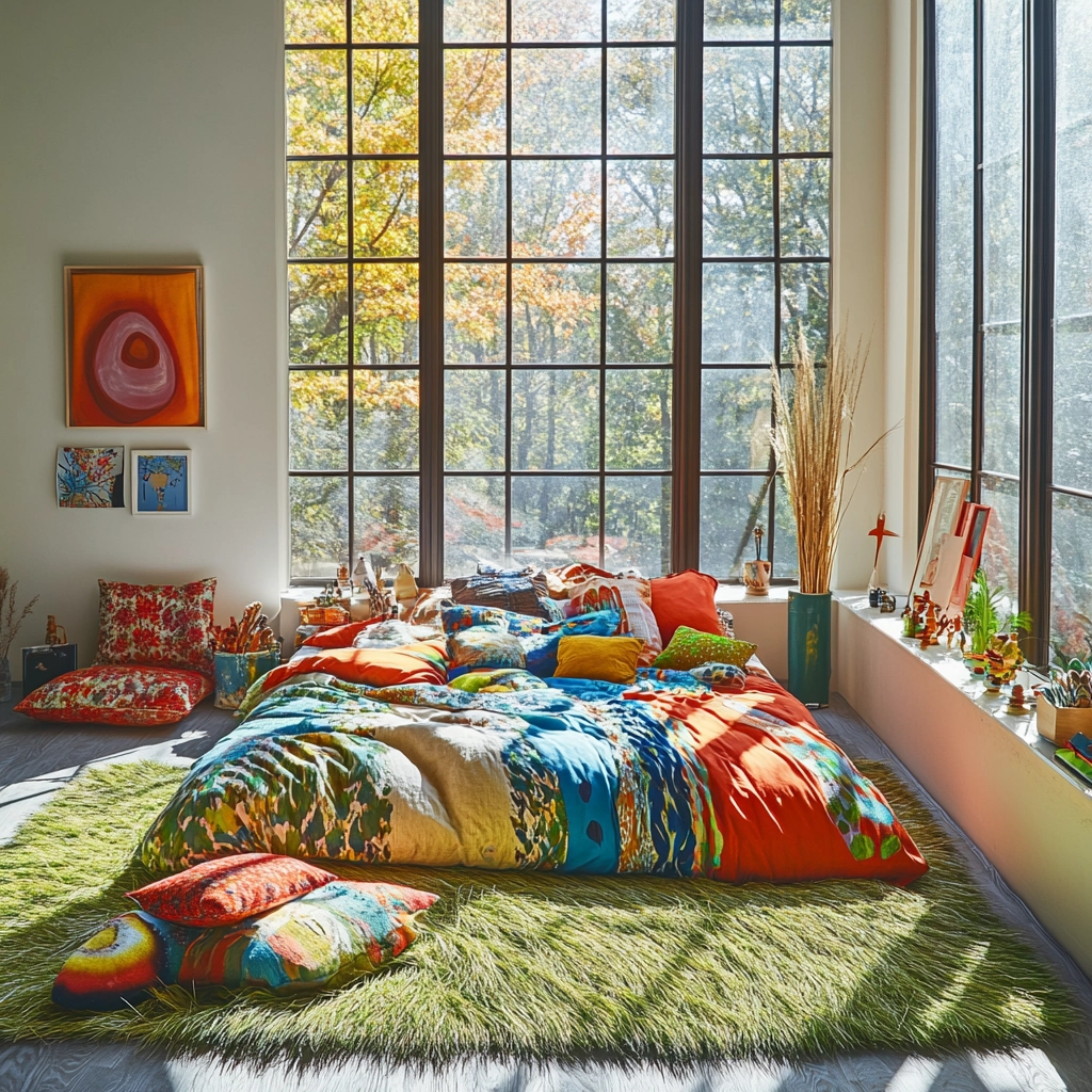 grass rug bedroom aesthetic 43