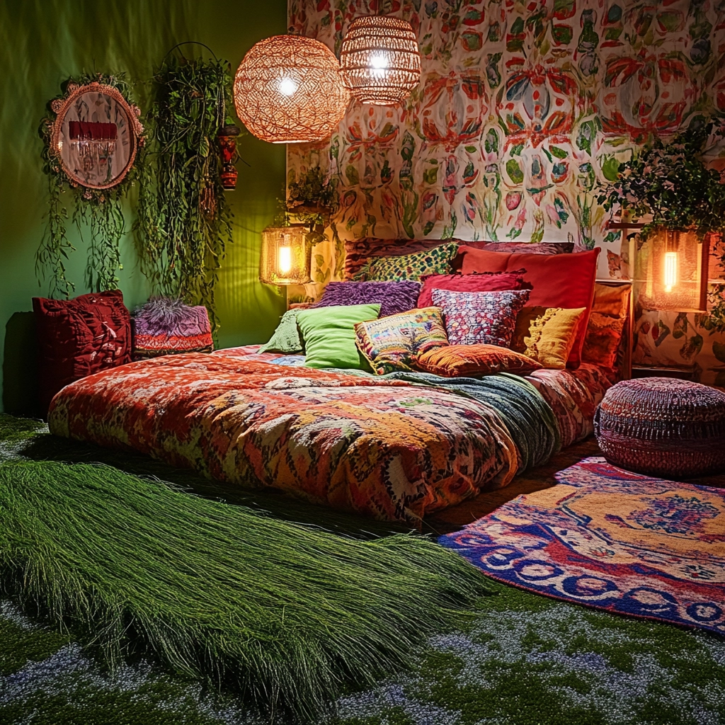 grass rug bedroom aesthetic 79