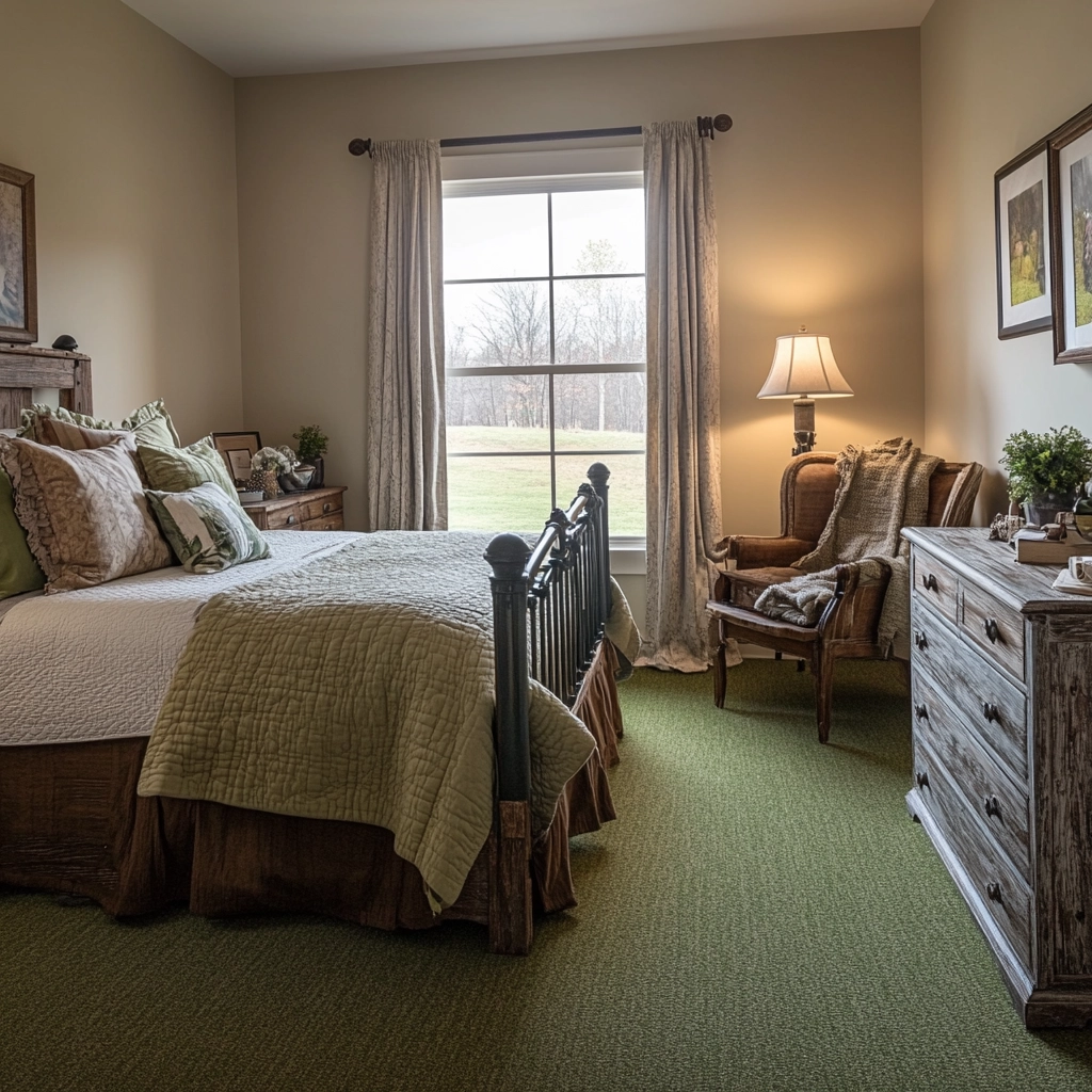 green carpet bedroom 38