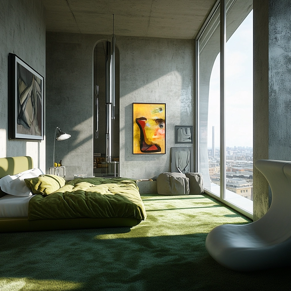 green carpet bedroom 49