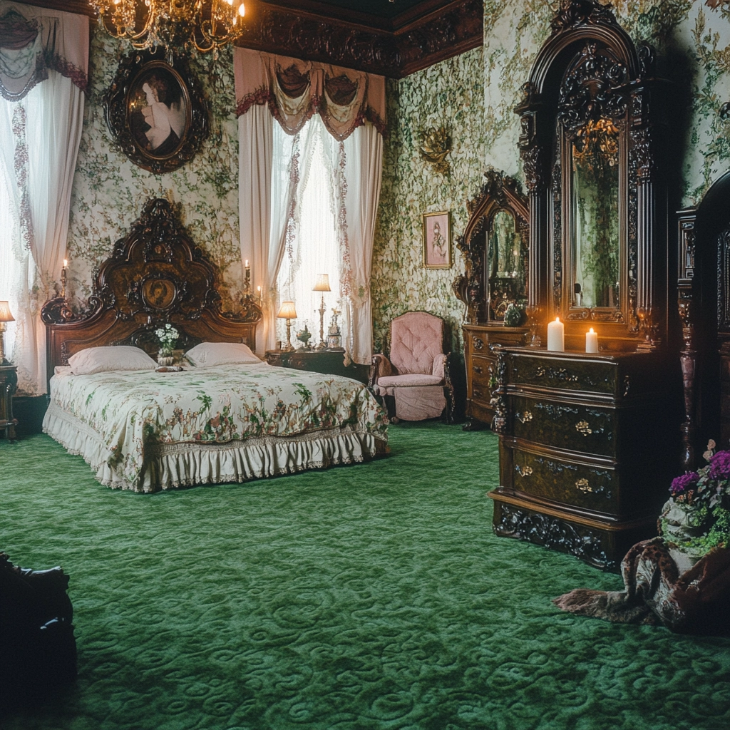 green carpet bedroom 59