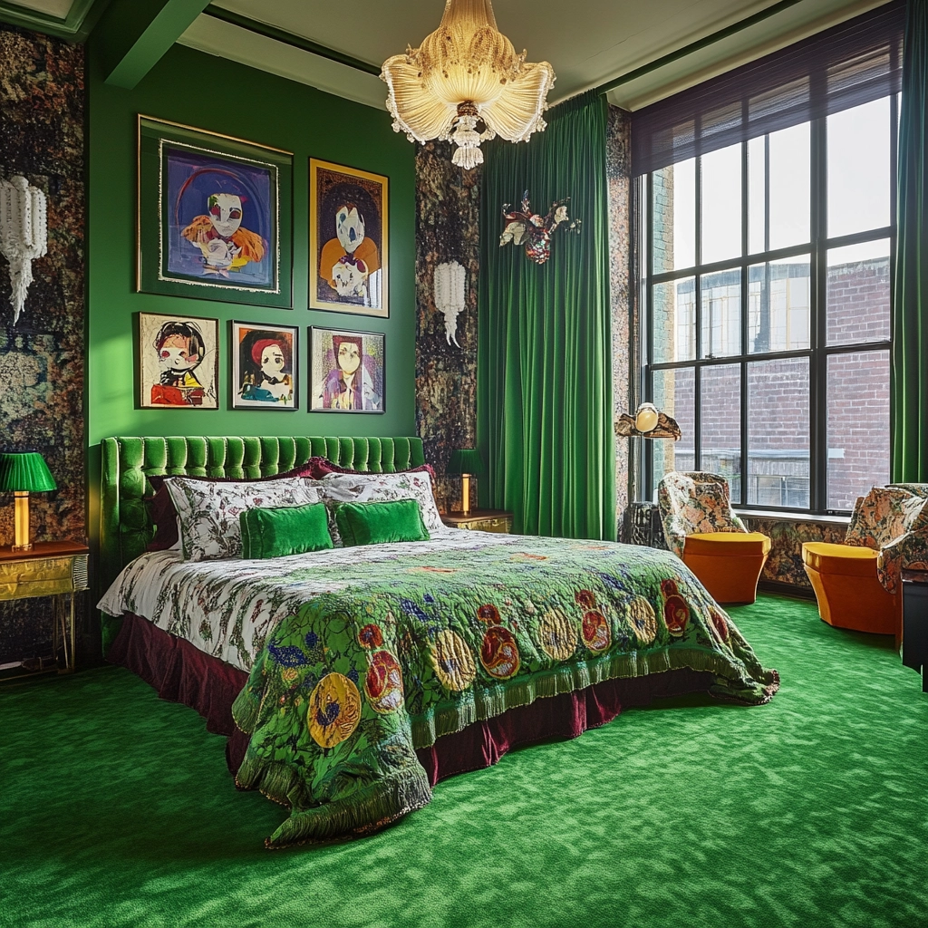 green carpet bedroom 80