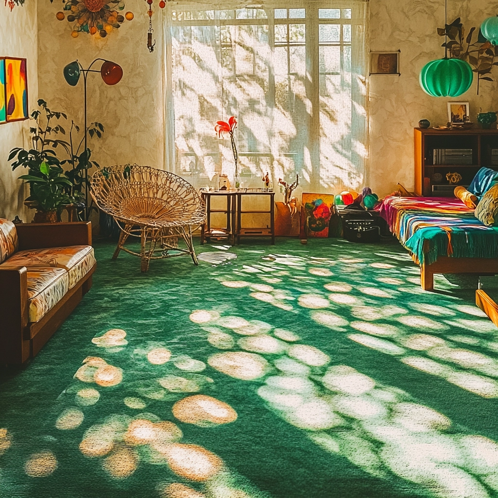 green carpet living room 11