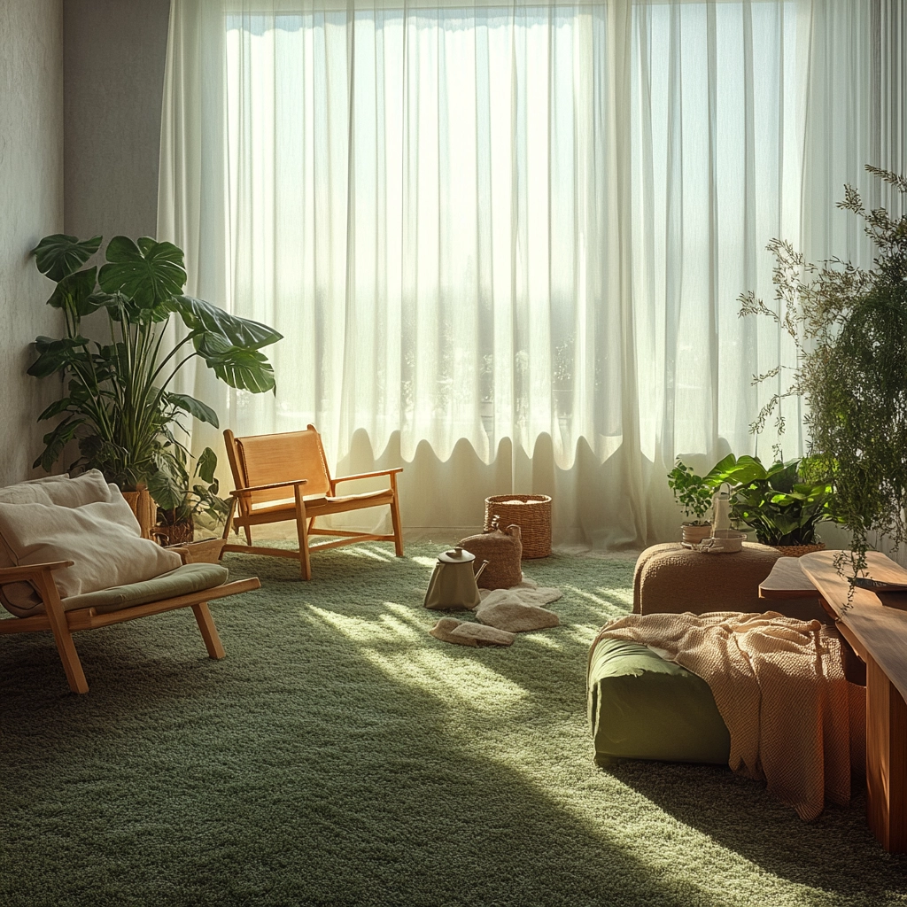 green carpet living room 3