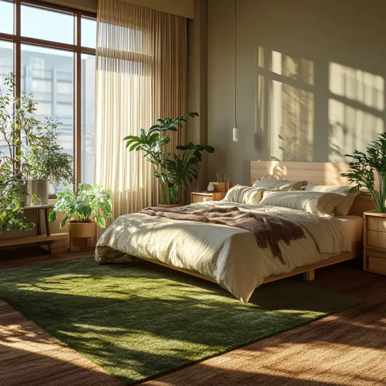 green rug bedroom 1