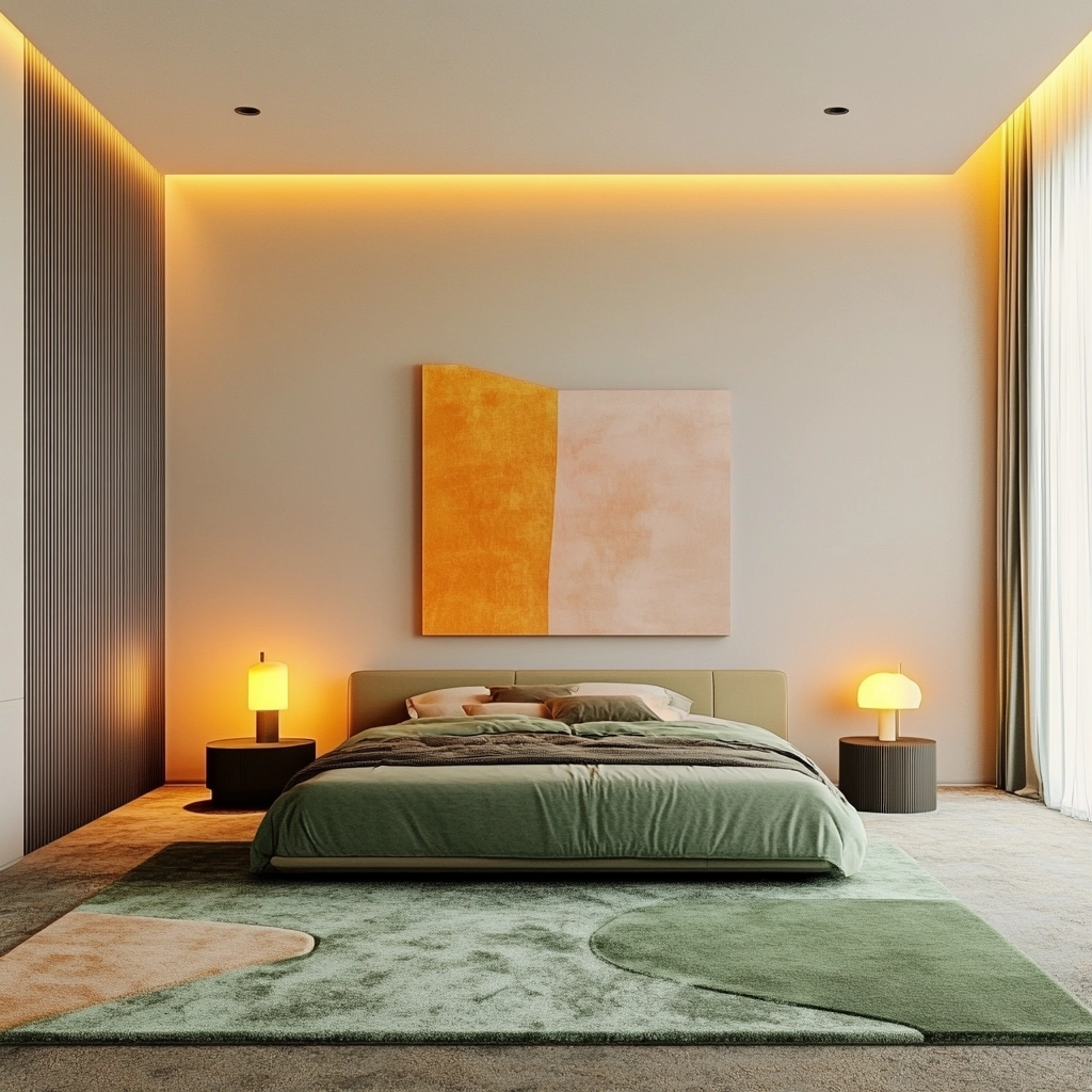 green rug bedroom 10
