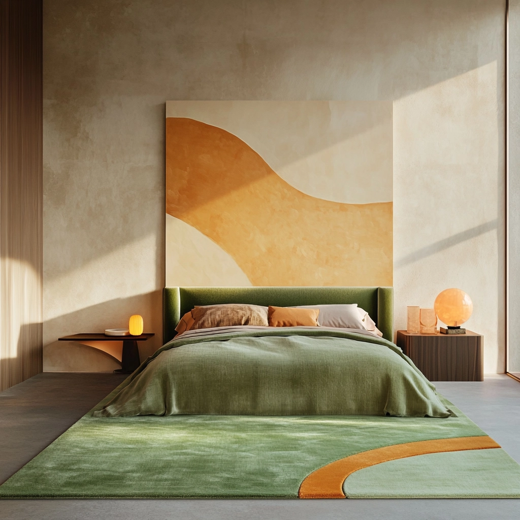 green rug bedroom 11