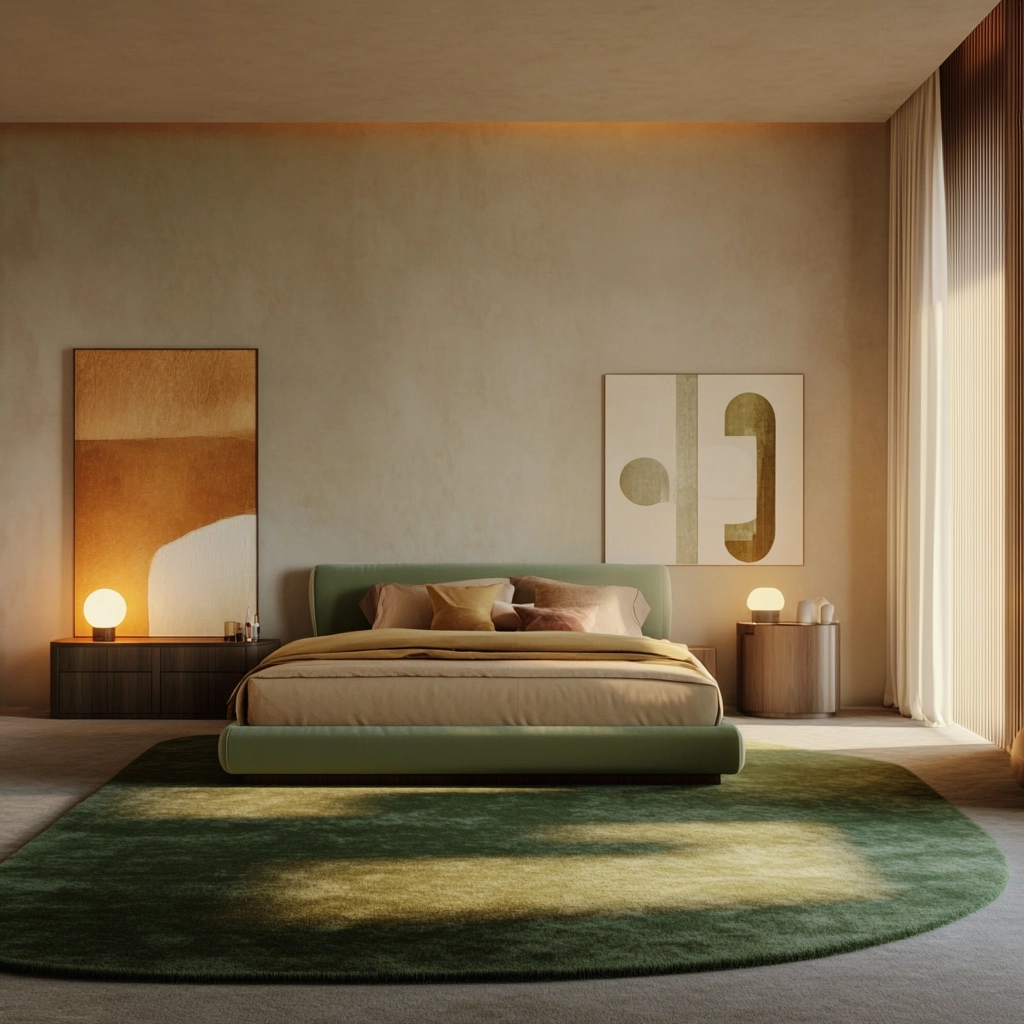 green rug bedroom 12