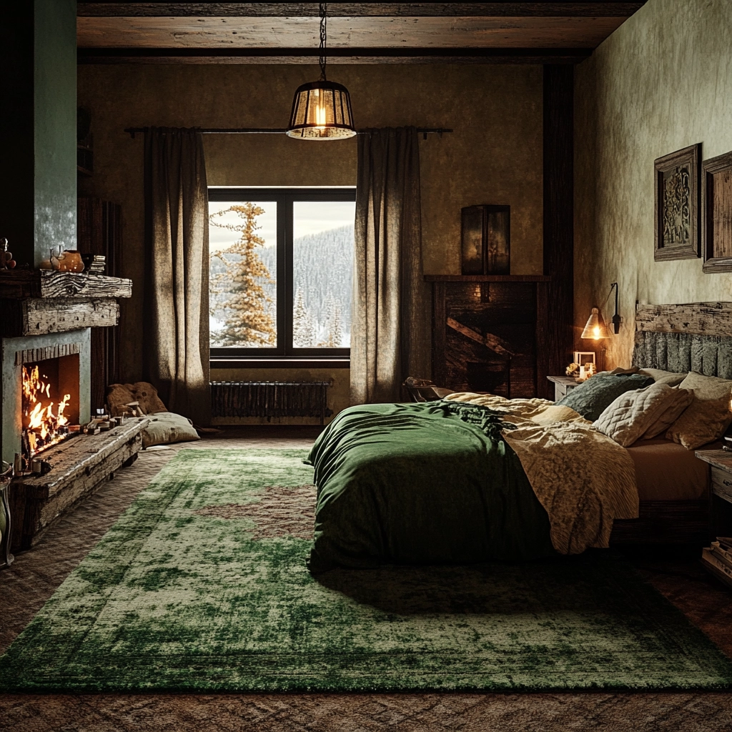 green rug bedroom 15