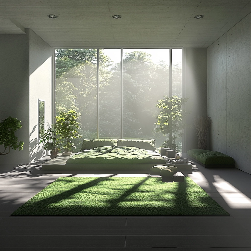green rug bedroom 17