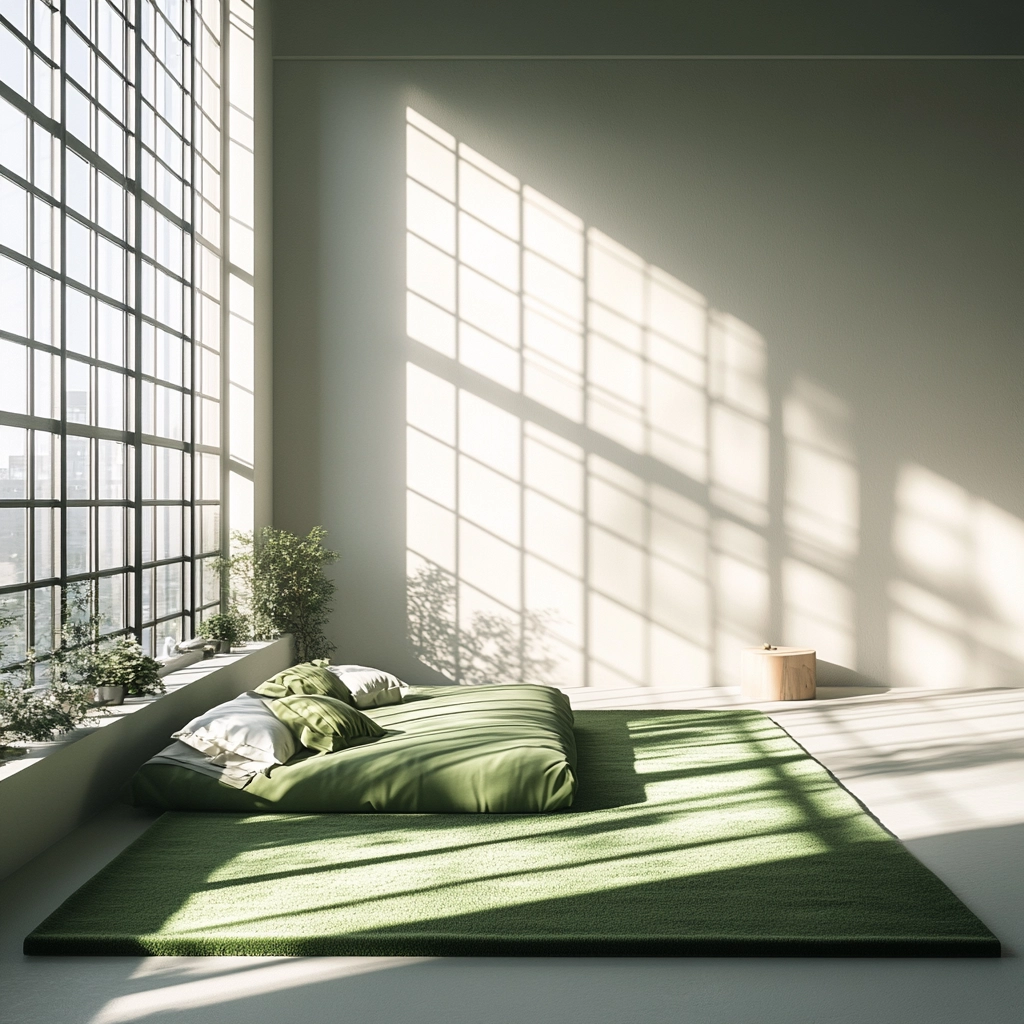 green rug bedroom 18