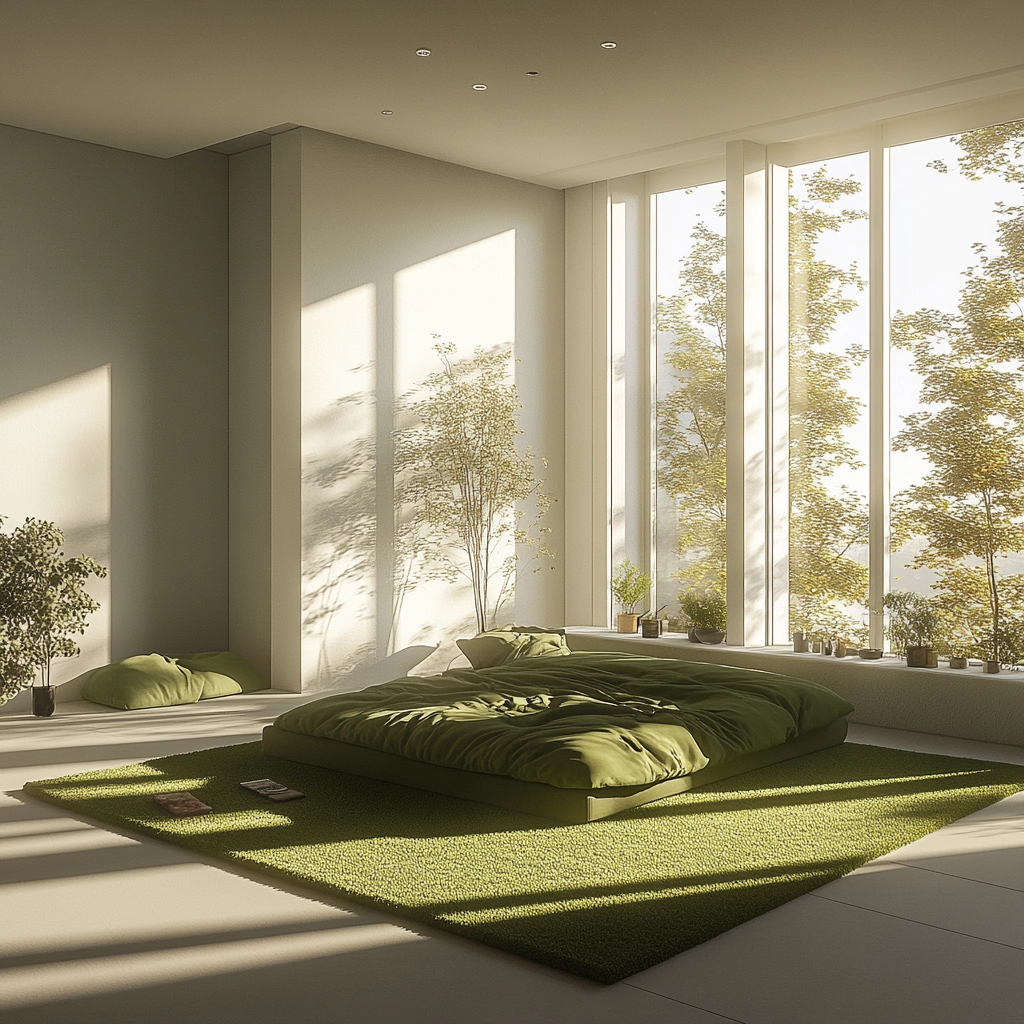 green rug bedroom 19