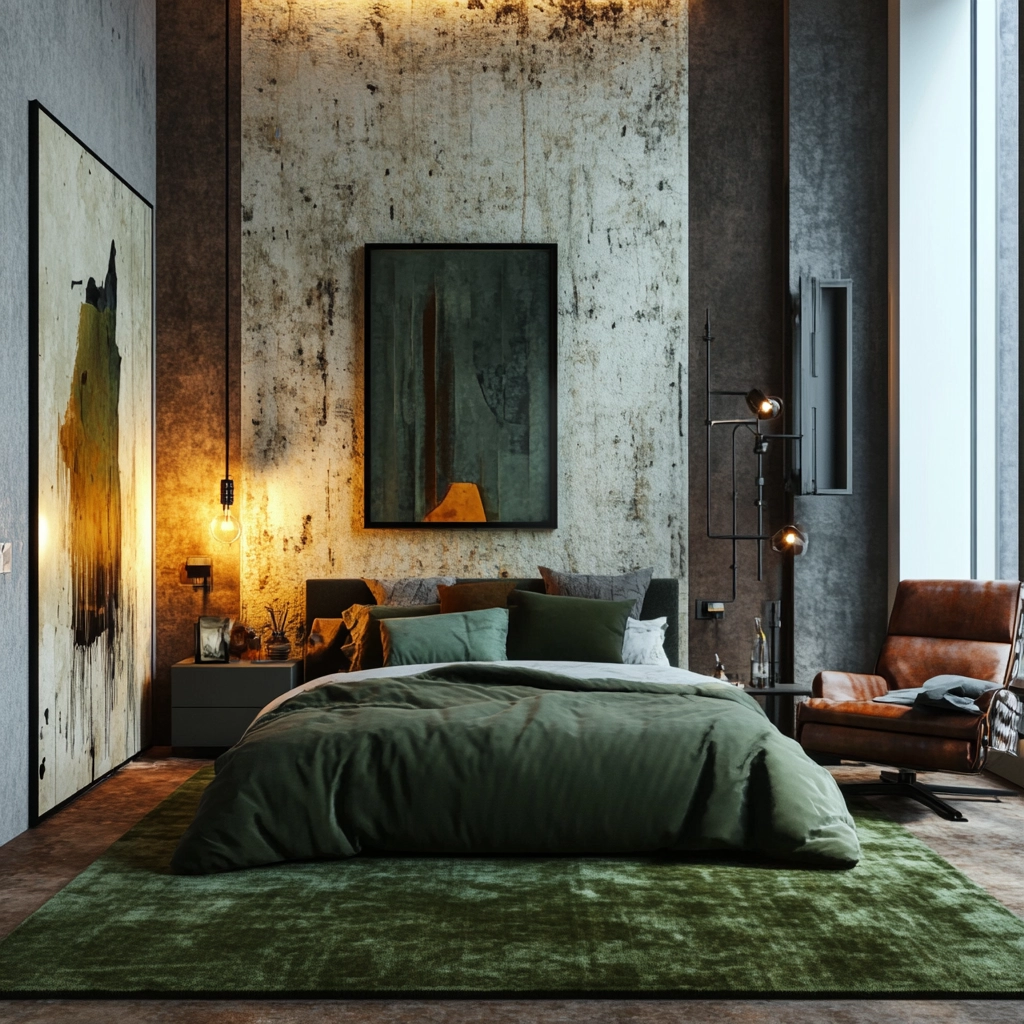 green rug bedroom 22