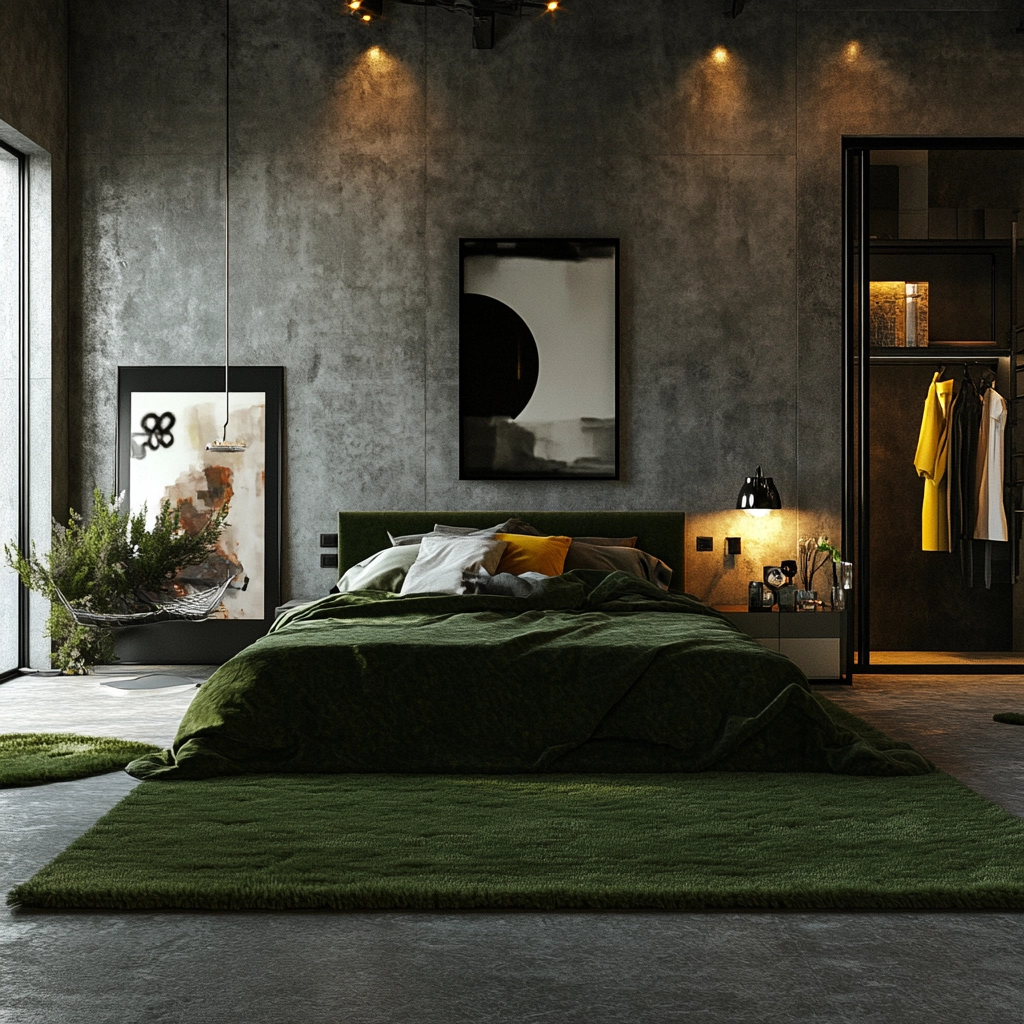 green rug bedroom 23