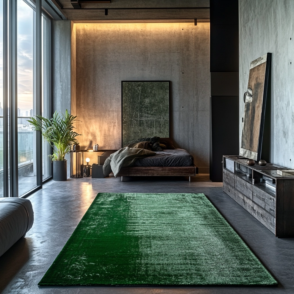 green rug bedroom 24