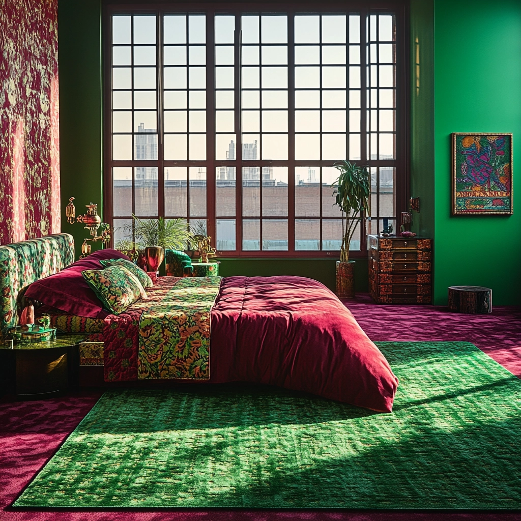 green rug bedroom 27
