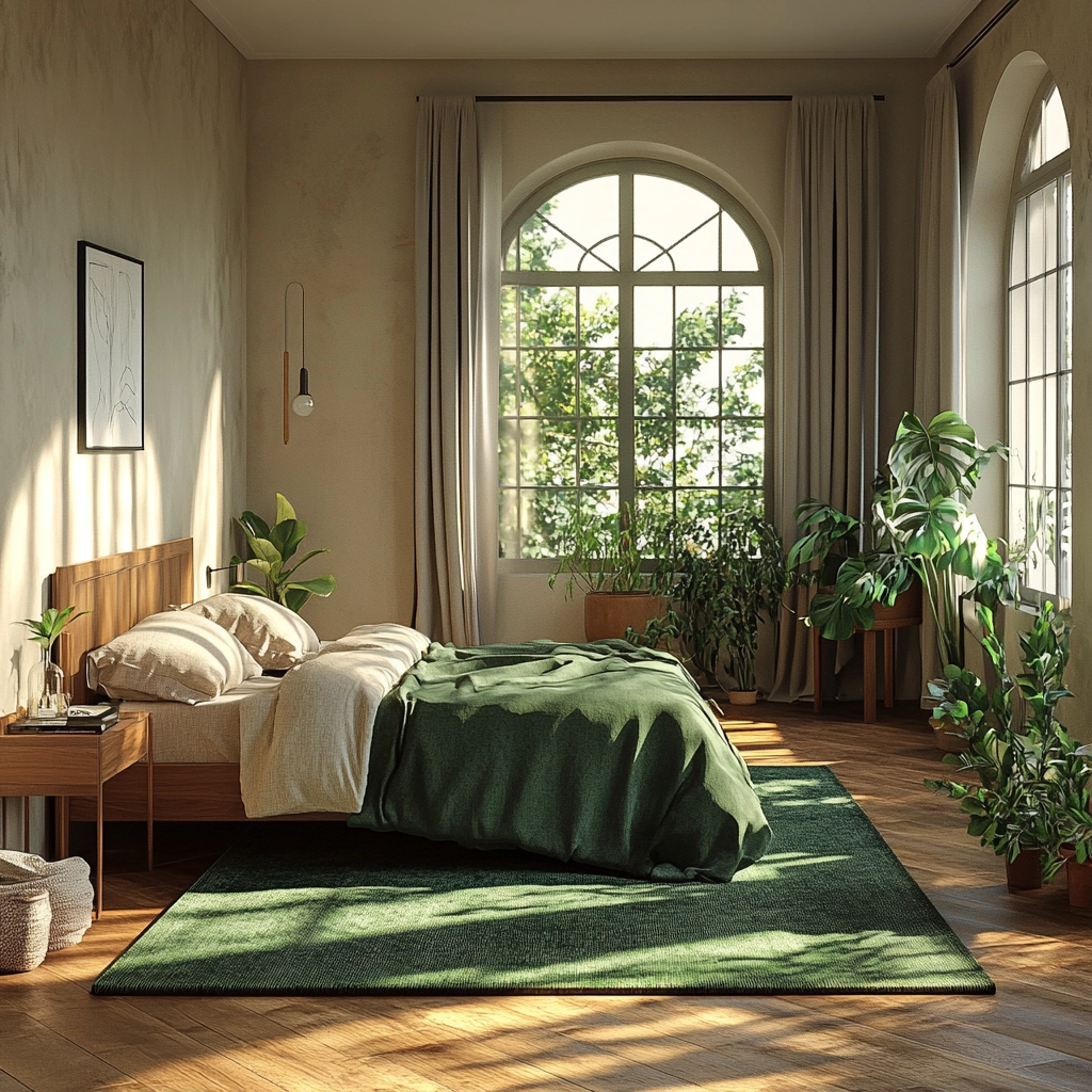 green rug bedroom 3