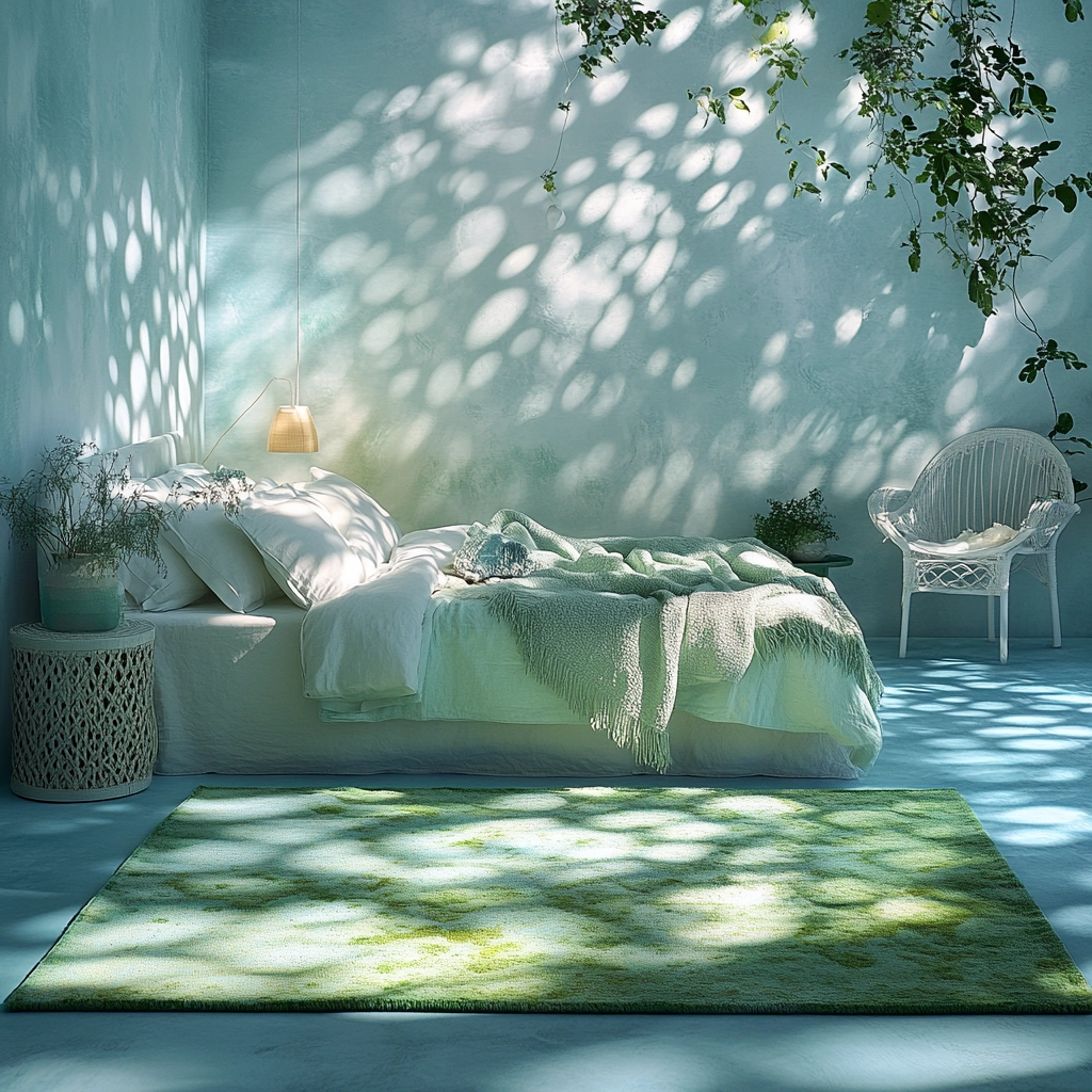 green rug bedroom 30