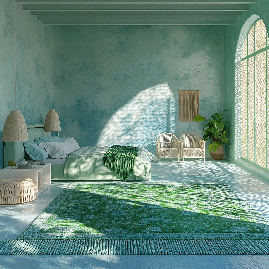 green rug bedroom 31