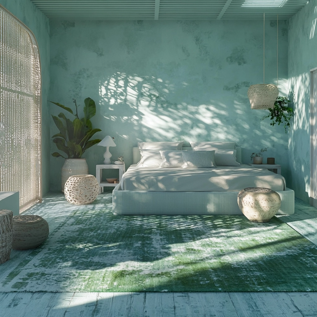 green rug bedroom 32