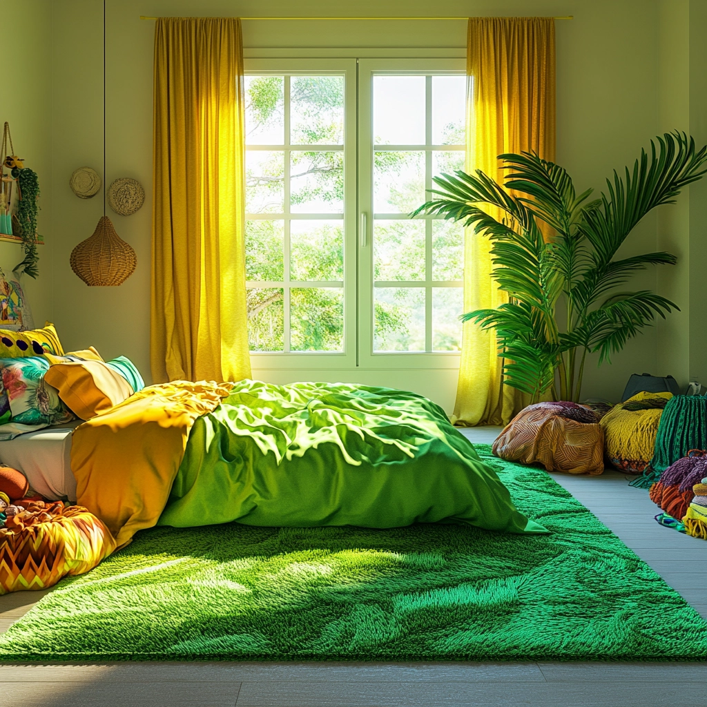 green rug bedroom 33