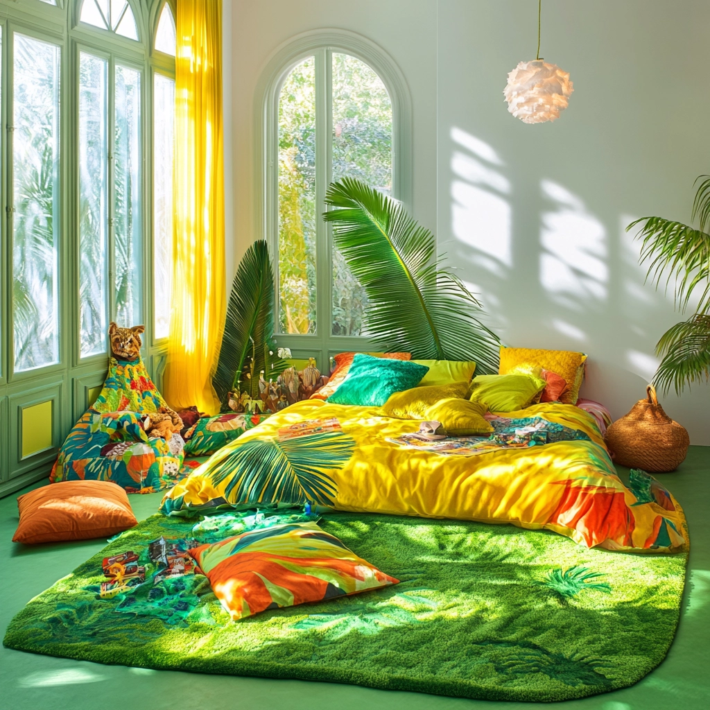green rug bedroom 34