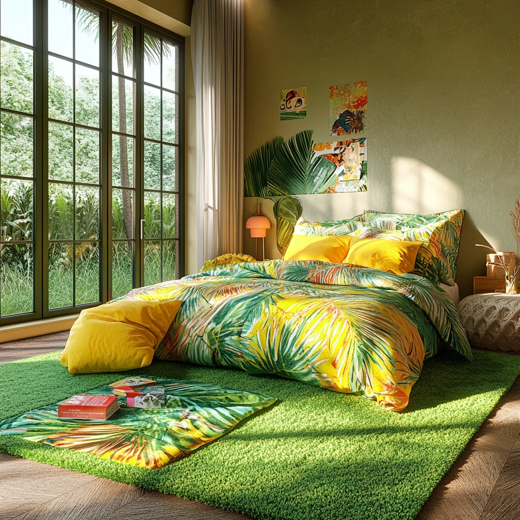 green rug bedroom 35