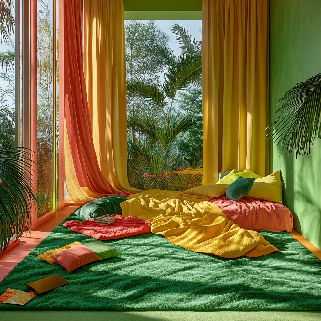 green rug bedroom 36