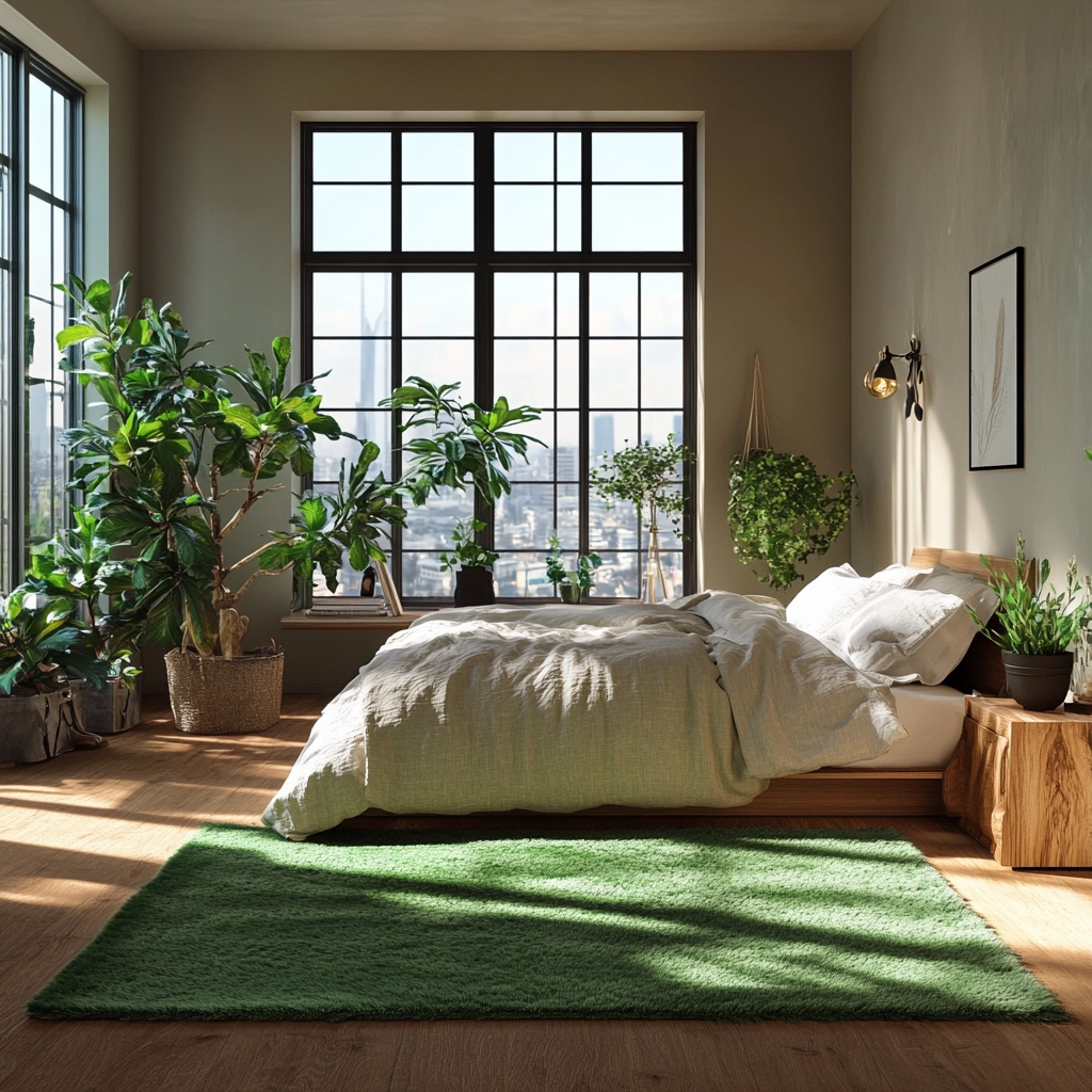 green rug bedroom 4