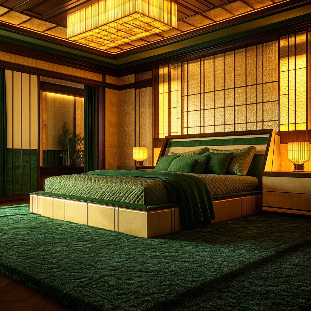 green rug bedroom 41