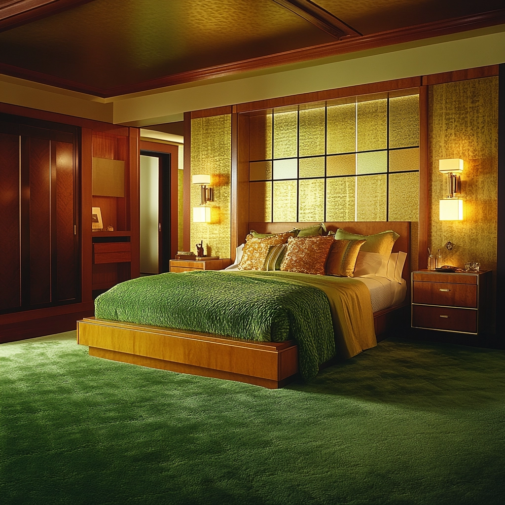 green rug bedroom 42