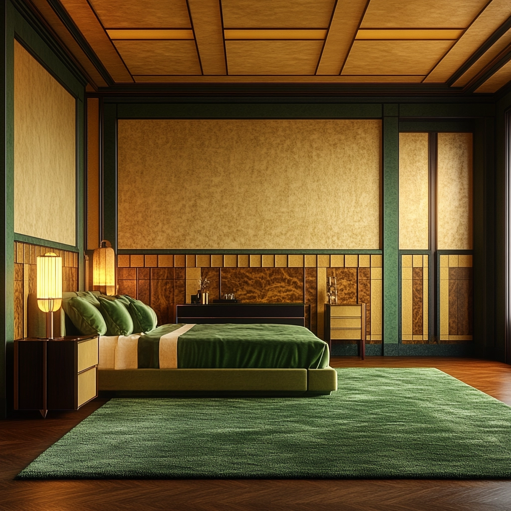 green rug bedroom 43